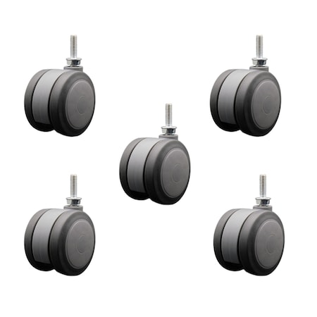 Service Caster 3'' Gray Heavy Duty Floor Safe Twin Wheel Caster 5/16'' Threaded Stem, 5PK SCC-TS02S75-TPR-GRY-5161810-5
